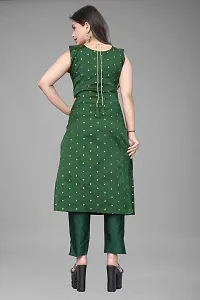 A-Line Green Woven Design Jacquard kurta Set-thumb2