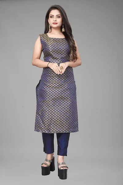 A-Line Woven Design Jacquard kurta Set