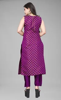 A-Line Purple Woven Design Jacquard kurta Set-thumb2