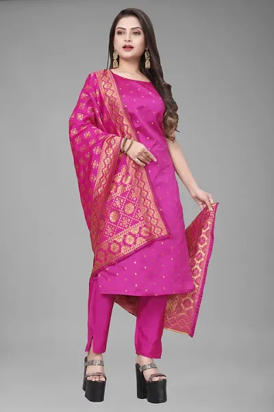 A-Line Woven Design Jacquard kurta Set