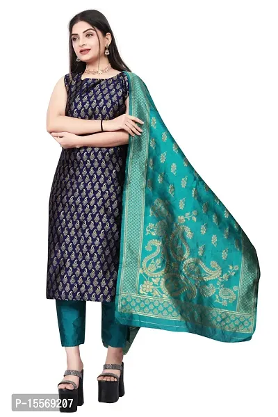 Stylish Fancy Banarasi Silk Kurta With Bottom Wear And Dupatta Set For Women