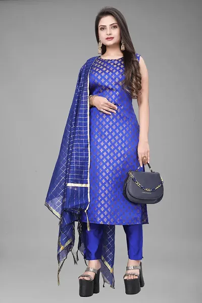 Stylish A-Line Woven Design Jacquard Kurta Set