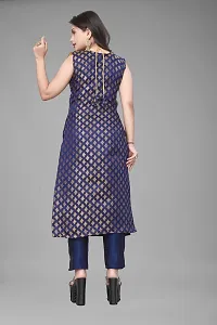 A-Line Black Woven Design Jacquard kurta Set-thumb1