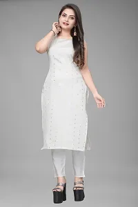 A-Line White Woven Design Jacquard kurta Set-thumb1