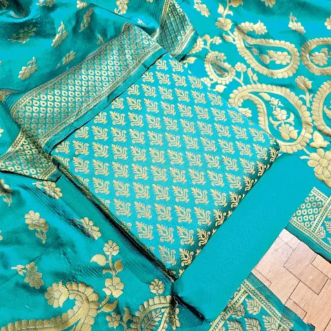 Elegant Banarasi Silk Jacquard Weave Dress Material with Dupatta For Women