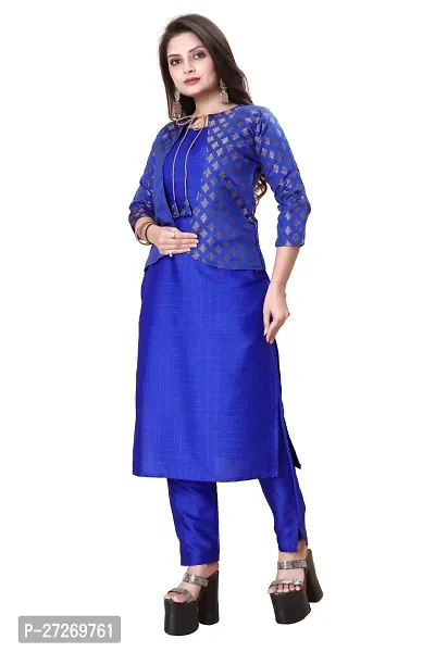 Stylish Soft Silk Kurta With Pant And Koti Set For Women-thumb0