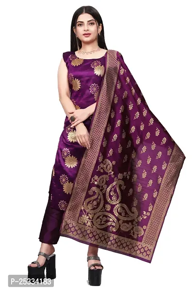 A-Line Purple Woven Design Jacquard kurta Set