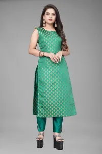 A-Line Teal Woven Design Jacquard kurta Set-thumb1