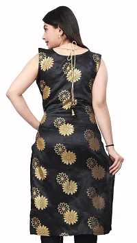 A-Line Black Woven Design Jacquard Kurti-thumb1