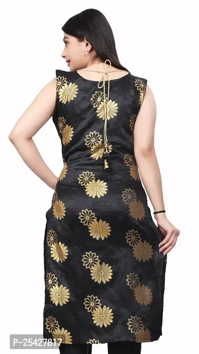 A-Line Black Woven Design Jacquard Kurti-thumb2