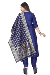 Stylish Navy Blue Silk Kurta, Bottom And Dupatta Set For Women-thumb2