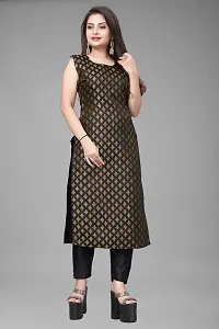 A-Line Black Woven Design Jacquard kurta Set-thumb1