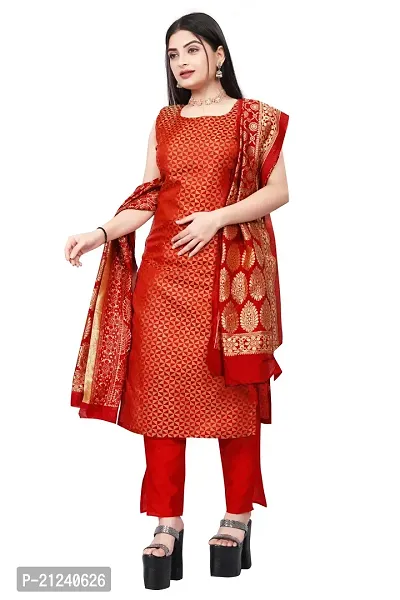 Stylish A-Line Red Jacquard Jacquard kurta Set-thumb0