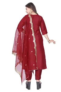 Stylish Maroon Silk Kurta, Bottom And Dupatta Set For Women-thumb2