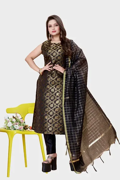 Elegant Banarasi Silk Jacquard Weave Dress Material with Dupatta For Women