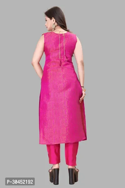 Elegant Pink Woven Design Jacquard Kurta Pant With Dupatta For Women-thumb3