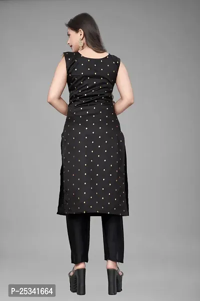 A-Line Black Woven Design Jacquard kurta Set-thumb3