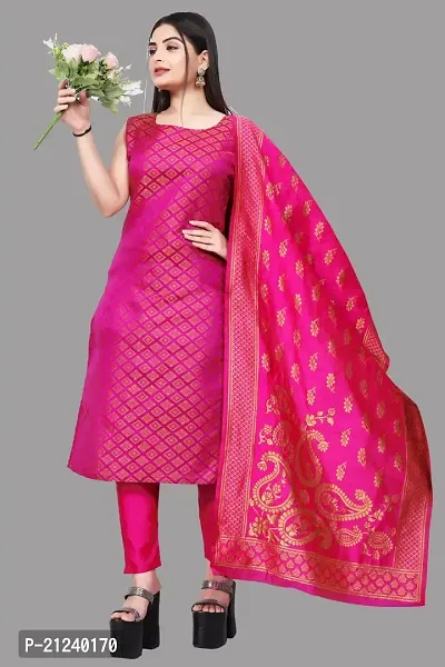 Stylish A-Line Pink Jacquard Jacquard kurta Set