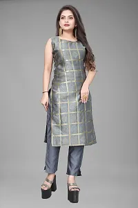 A-Line Grey Woven Design Jacquard kurta Set-thumb1