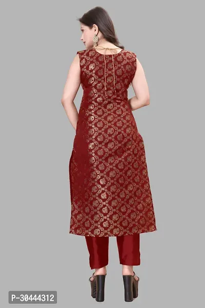 Stylish Maroon Jacquard Kurta, Bottom And Dupatta Set For Women-thumb3