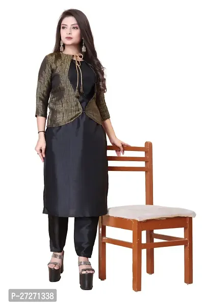 Stylish Soft Silk Kurta With Pant And Koti Set For Women-thumb0