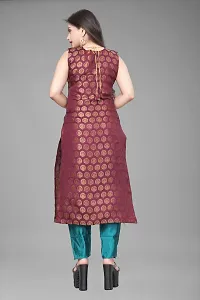 A-Line Maroon Woven Design Jacquard Kurti-thumb1