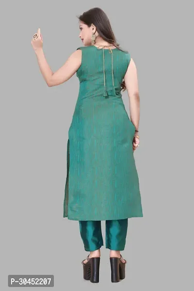 Elegant Teal Woven Design Jacquard Kurta Pant With Dupatta For Women-thumb3