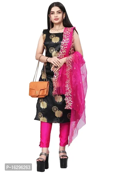 Stylish Fancy Jacquard Unstitched Dress Material Top With Bottom And Dupatta Set For Women