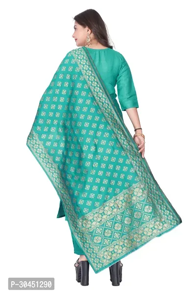 Stylish Green Silk Kurta, Bottom And Dupatta Set For Women-thumb3