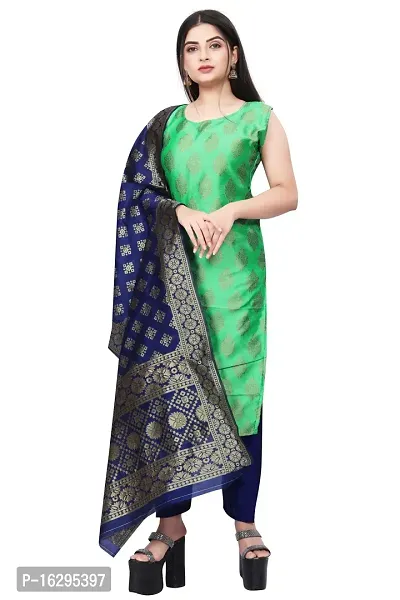 Stylish Fancy Jacquard Unstitched Dress Material Top With Bottom And Dupatta Set For Women