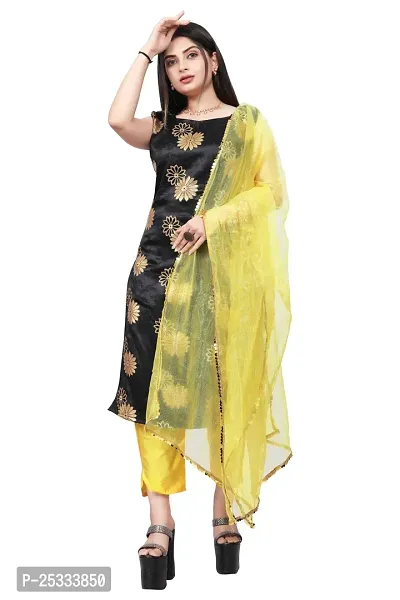 A-Line Black Woven Design Jacquard kurta Set