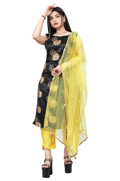 Stylish Jacquard A-Line Woven Design Kurta Bottom and Dupatta Set