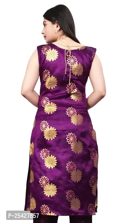 A-Line Purple Woven Design Jacquard Kurti-thumb2