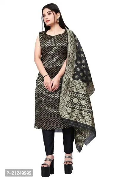 Stylish A-Line Black Jacquard Jacquard kurta Set