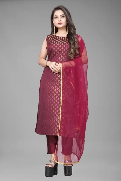 Fancy Jacquard Kurta Set For Women