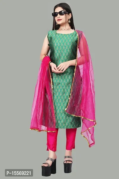 Stylish Fancy Banarasi Silk Kurta With Bottom Wear And Dupatta Set For Women