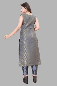 Stylish Grey Jacquard Kurta, Bottom And Dupatta Set For Women-thumb2