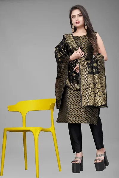 A-Line Woven Design Jacquard Kurta Set