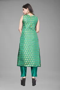 A-Line Teal Woven Design Jacquard kurta Set-thumb2