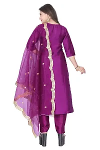 Stylish Purple Silk Kurta, Bottom And Dupatta Set For Women-thumb2