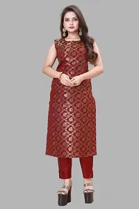 Stylish Maroon Jacquard Kurta, Bottom And Dupatta Set For Women-thumb1