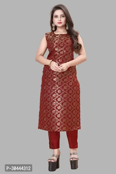 Stylish Maroon Jacquard Kurta, Bottom And Dupatta Set For Women-thumb2