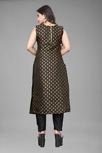 A-Line Black Woven Design Jacquard kurta Set-thumb2