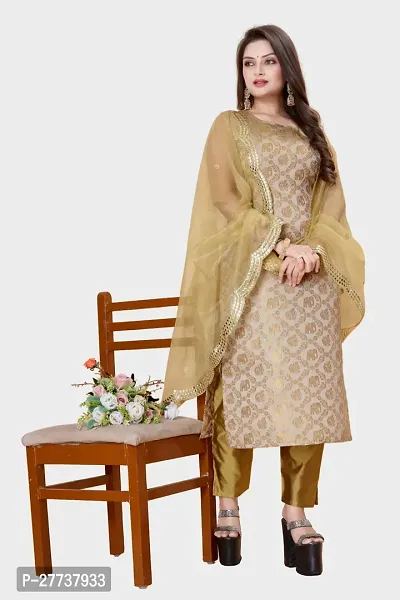 Elegant Banarasi Silk Jacquard Weave Dress Material with Dupatta For Women-thumb0