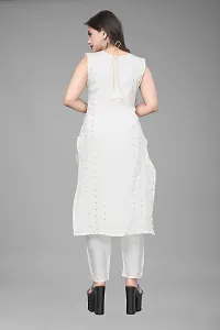 A-Line White Woven Design Jacquard kurta Set-thumb2