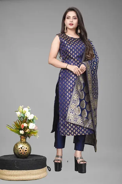 Fancy Jacquard Kurta Set For Women