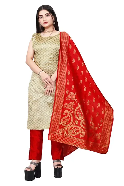 Elegant Banarasi Silk Jacquard Weave Dress Material with Dupatta For Women