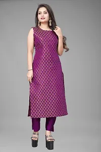 A-Line Purple Woven Design Jacquard kurta Set-thumb1