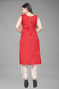 A-Line Red Woven Design Jacquard Kurti-thumb1