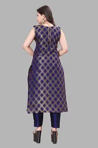 Stylish Navy Blue Jacquard Kurta, Bottom And Dupatta Set For Women-thumb2